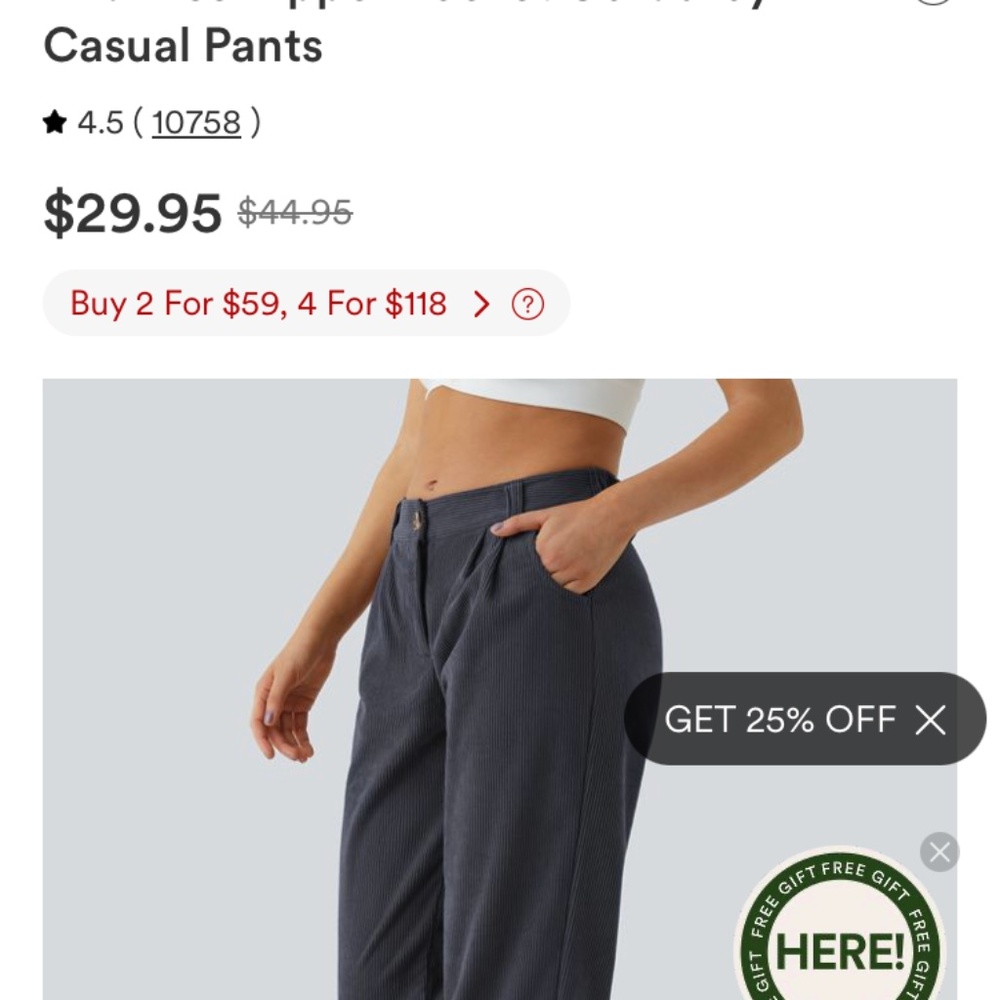 Mid Rise Zipper Pocket Corduroy